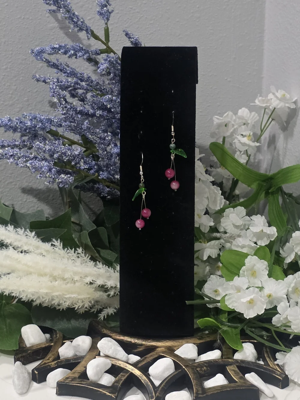 Cherry Drop Dangle Earrings – Pink